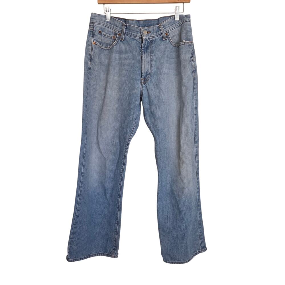 Lucky Brand Dungarees Sz 34 Short Classic Fit Distressed Light Blue Denim Jeans